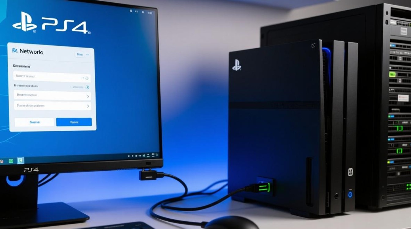 PS4宽带连接电脑后，如何通过电脑再连接服务器？