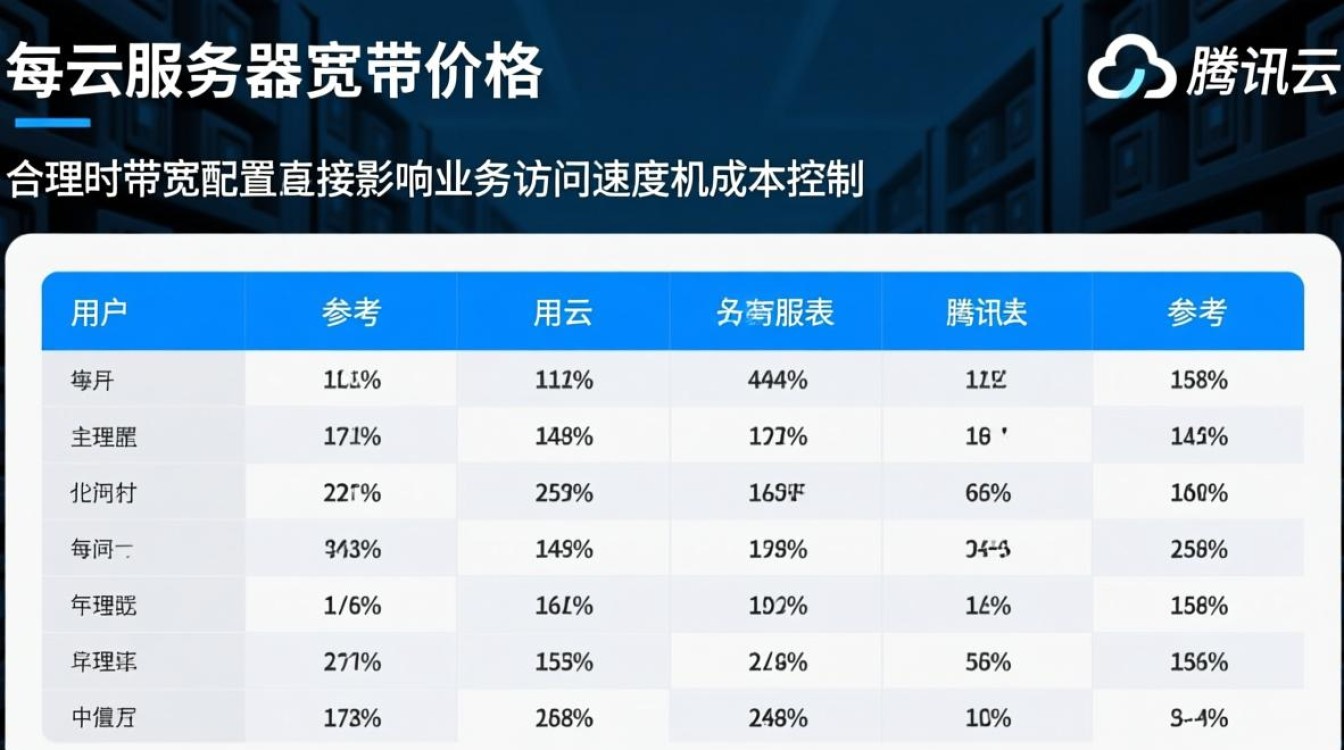 腾讯云服务器宽带价格表不同带宽每月多少钱？