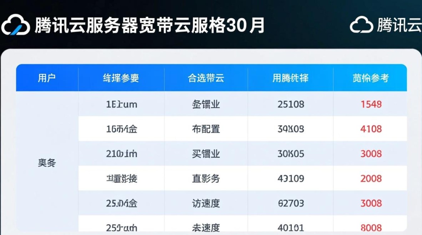 腾讯云服务器宽带价格表不同带宽每月多少钱？