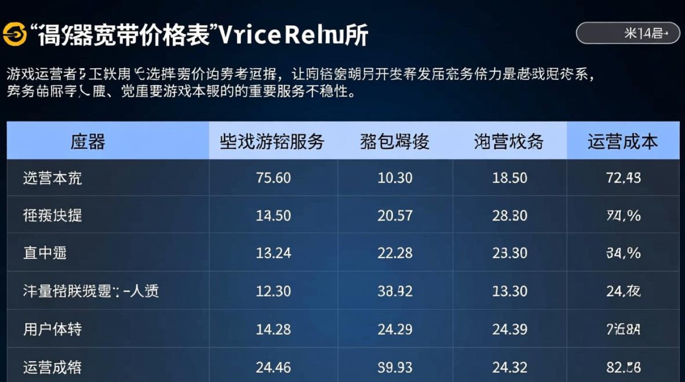 游戏服务器宽带价格表？2025年最新报价多少？