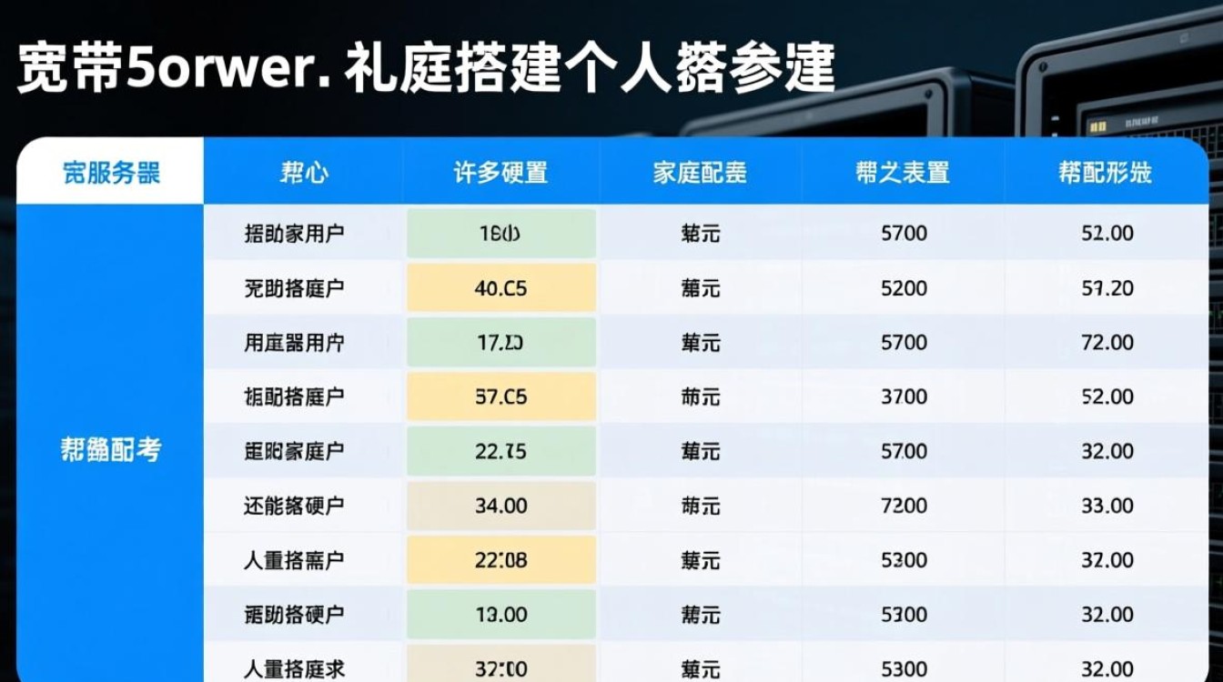 家用宽带服务器配置表图如何选择适合自己的配置？