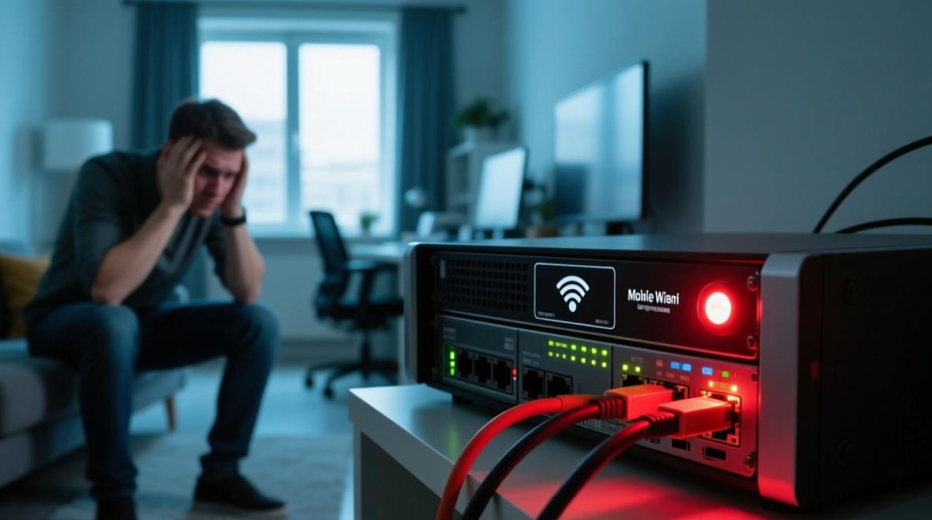 移动宽带服务器亮红色